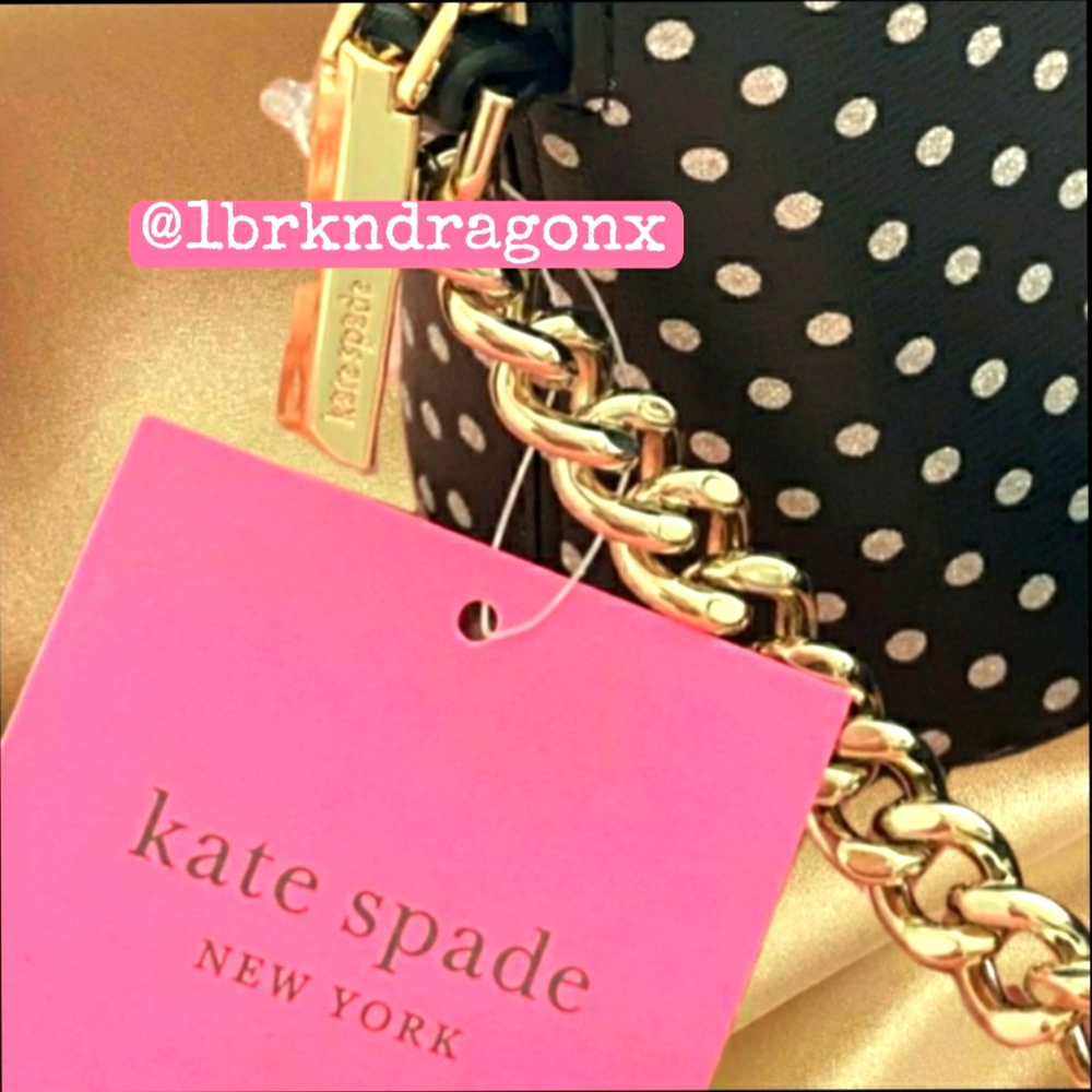 Kate Spade Black Mini  Polka Dot Crossbody Shoulder Bag Metallic Dot NWT - Picture 12 of 14